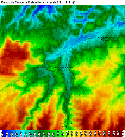 Fresno de Caracena elevation map