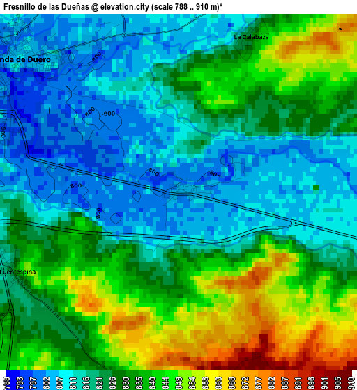 Fresnillo de las Dueñas elevation map