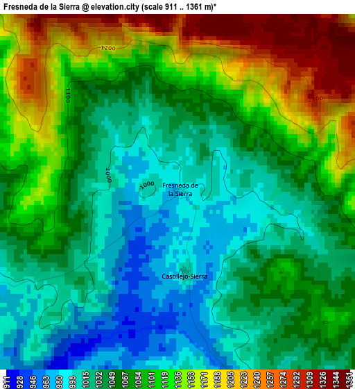 Fresneda de la Sierra elevation map