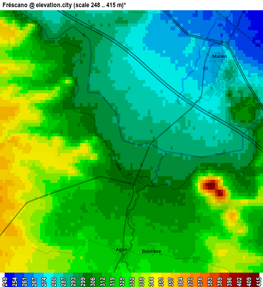 Fréscano elevation map