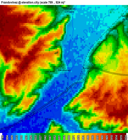 Frandovínez elevation map