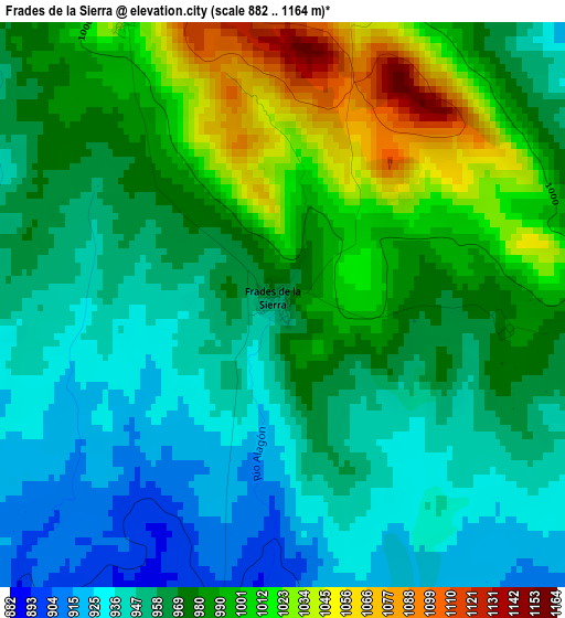 Frades de la Sierra elevation map