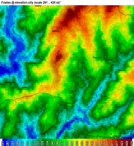 Frades elevation map