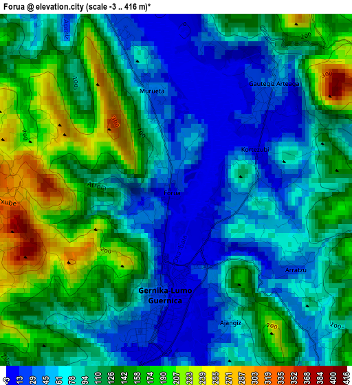 Forua elevation map