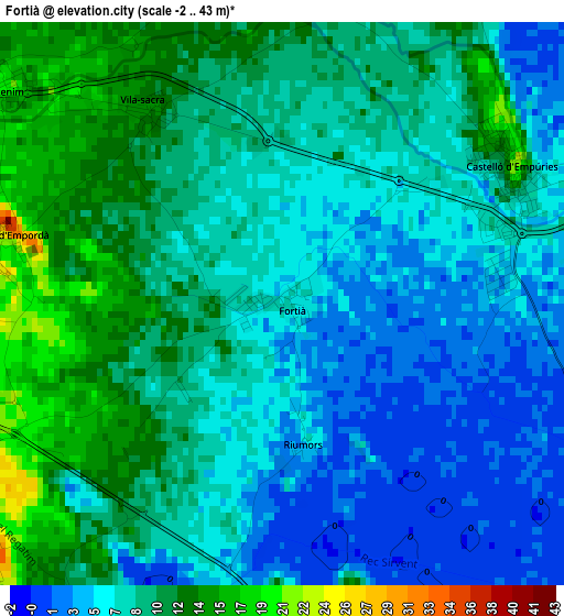 Fortià elevation map