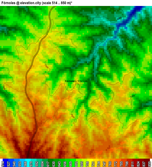 Fórnoles elevation map