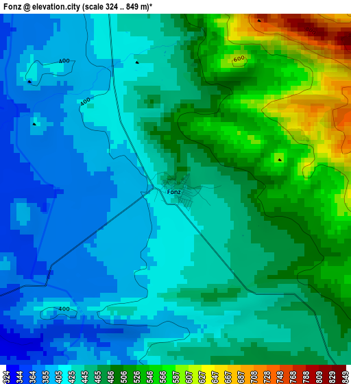 Fonz elevation map