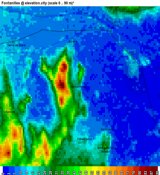 Fontanilles elevation map