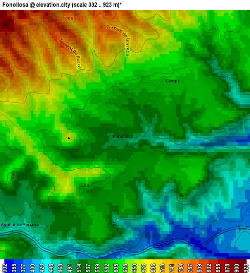 Fonollosa elevation map