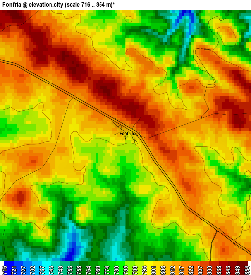 Fonfría elevation map