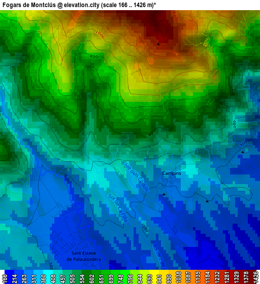 Fogars de Montclús elevation map