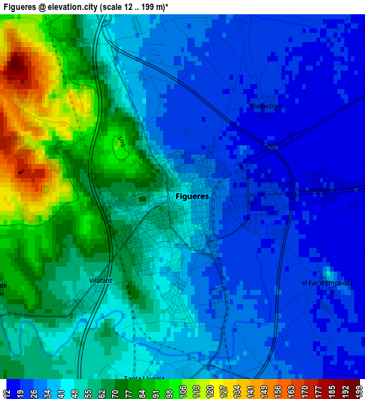 Figueres elevation map