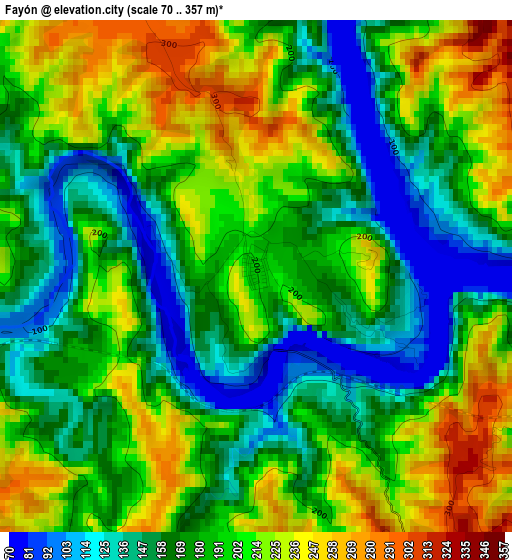 Fayón elevation map