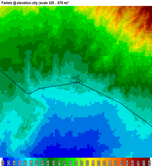 Farlete elevation map