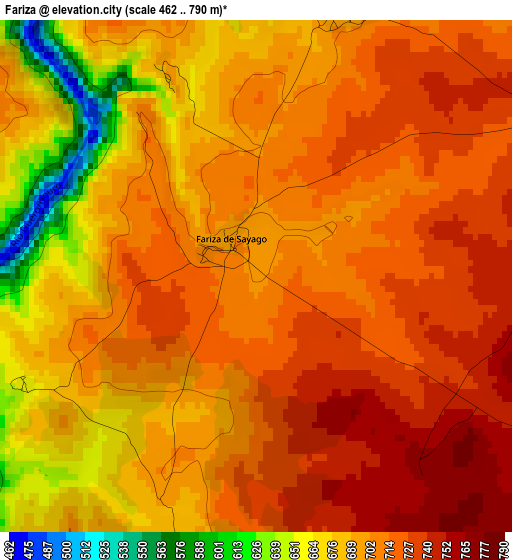 Fariza elevation map