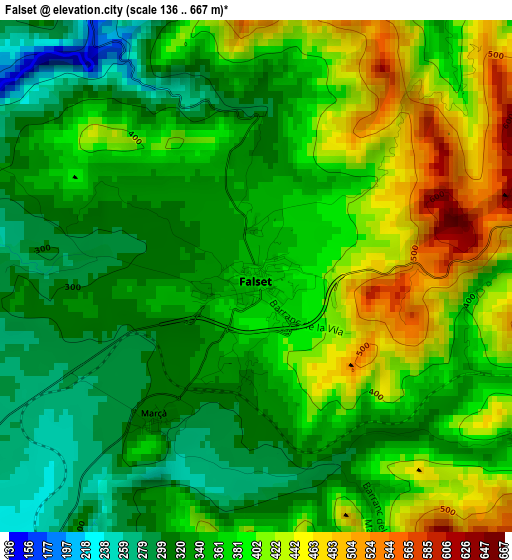 Falset elevation map