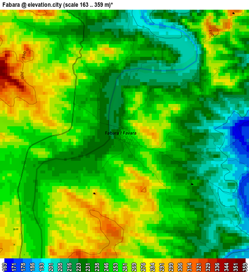 Fabara elevation map