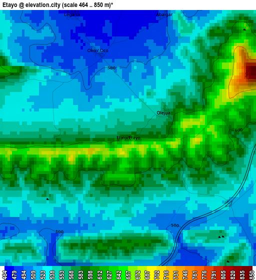 Etayo elevation map