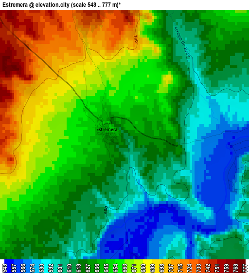 Estremera elevation map