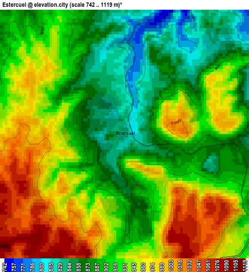 Estercuel elevation map