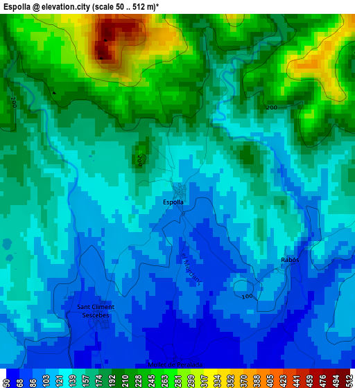 Espolla elevation map