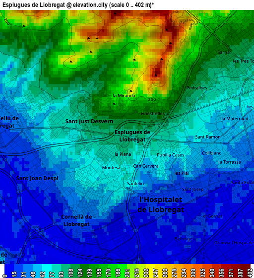 Esplugues de Llobregat elevation map