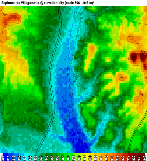 Espinosa de Villagonzalo elevation map