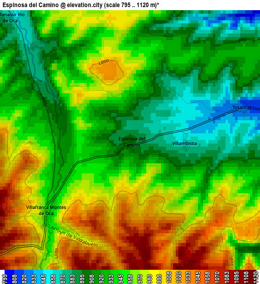 Espinosa del Camino elevation map