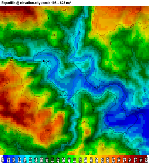 Espadilla elevation map