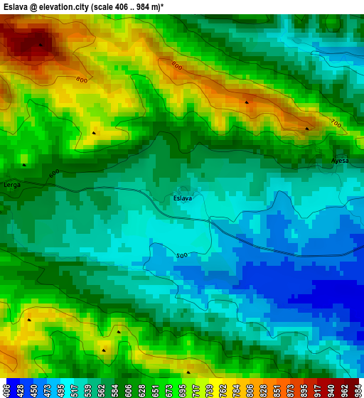 Eslava elevation map