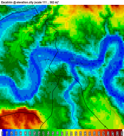 Escatrón elevation map