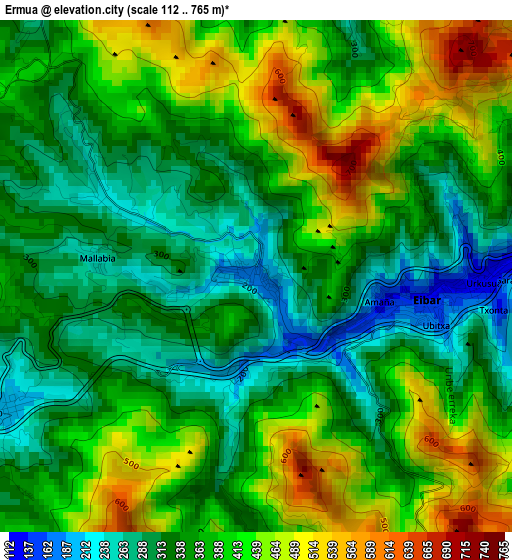 Ermua elevation map