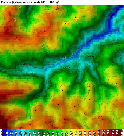 Eratsun elevation map