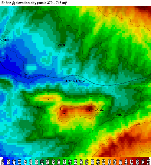 Enériz elevation map