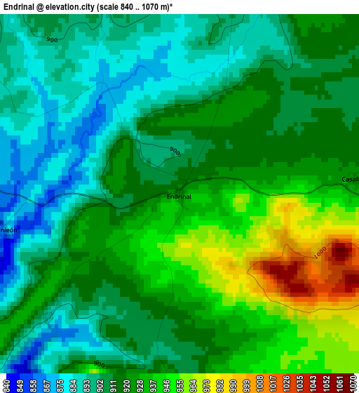 Endrinal elevation map