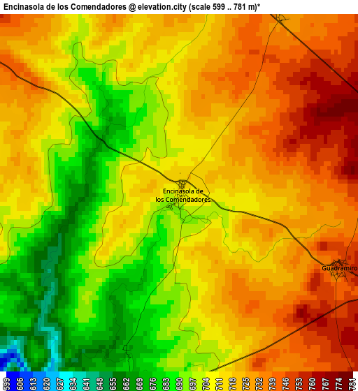 Encinasola de los Comendadores elevation map