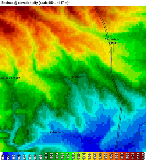 Encinas elevation map