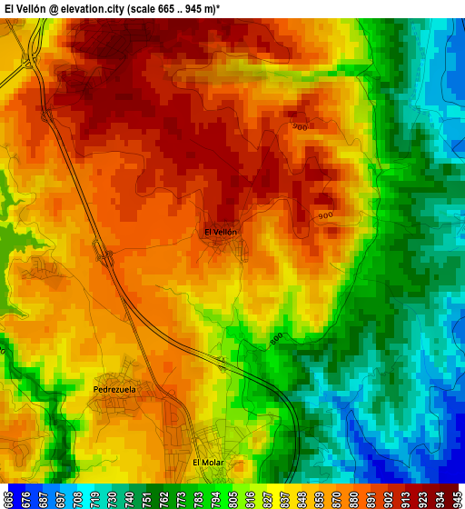 El Vellón elevation map