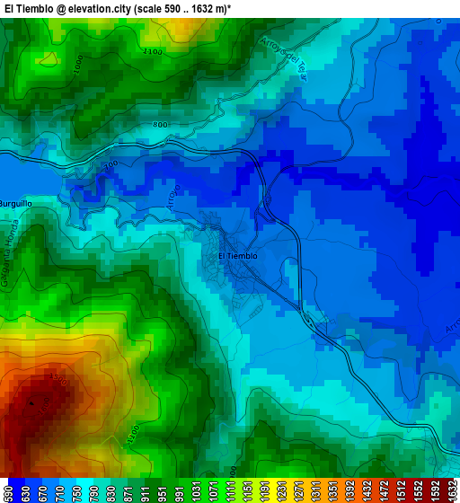 El Tiemblo elevation map