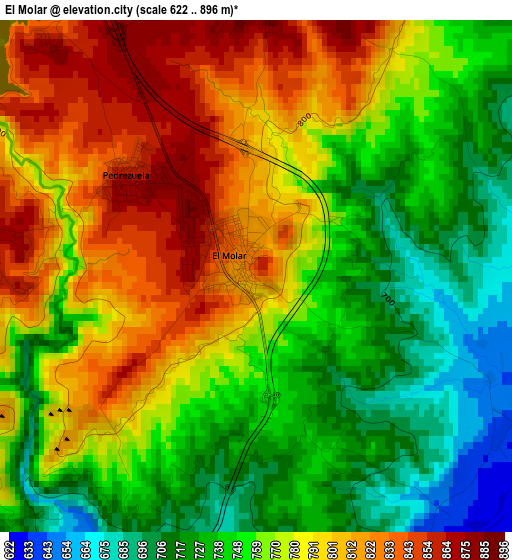 El Molar elevation map