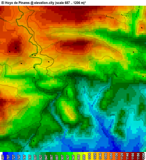 El Hoyo de Pinares elevation map