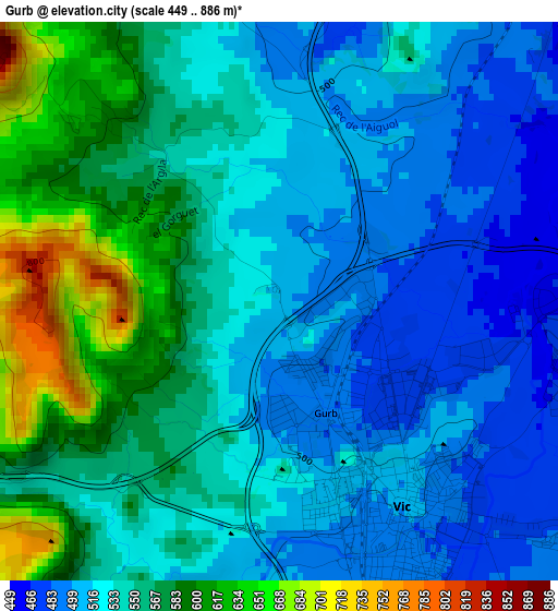 Gurb elevation map