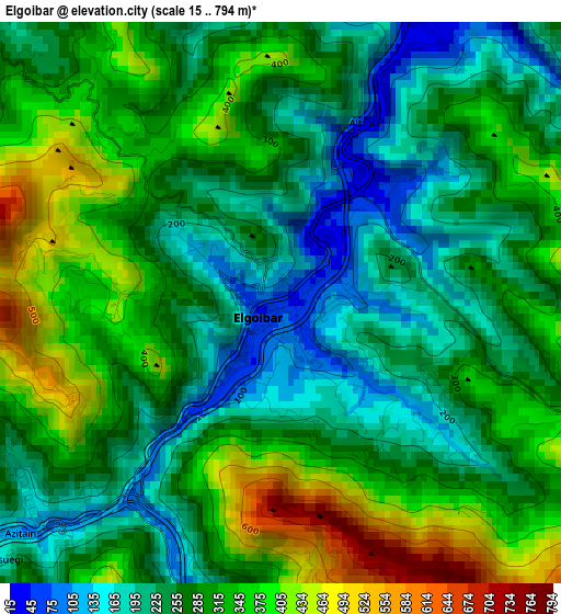 Elgoibar elevation map