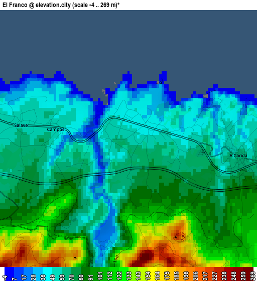 El Franco elevation map