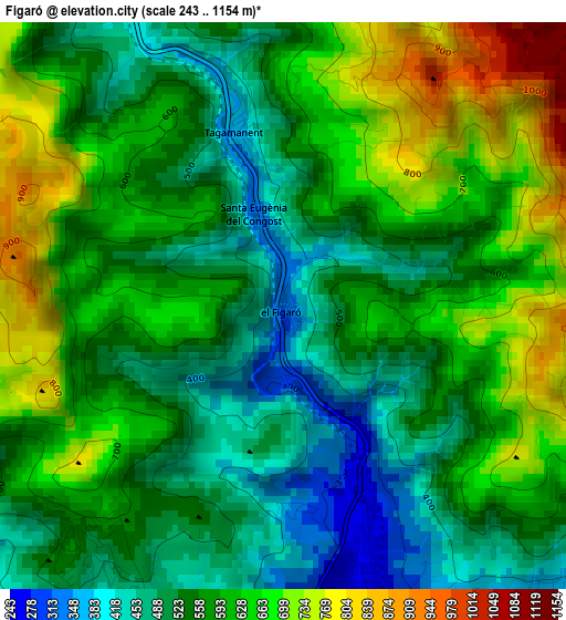 Figaró elevation map