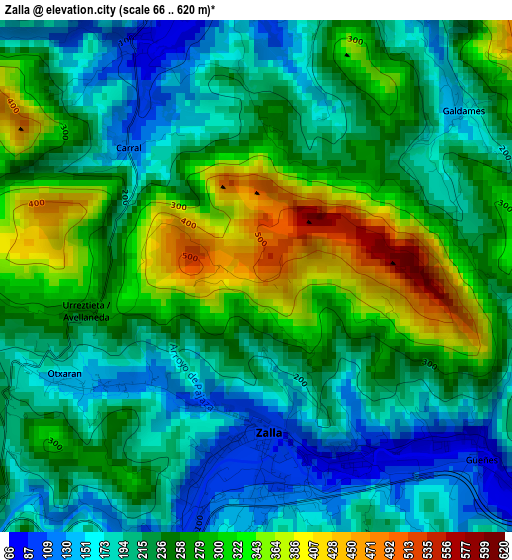 Zalla elevation map