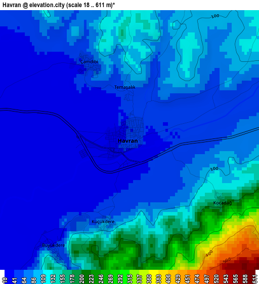 Havran elevation map