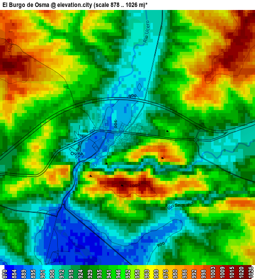 El Burgo de Osma elevation map