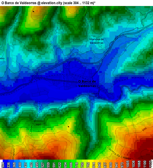 O Barco de Valdeorras elevation map