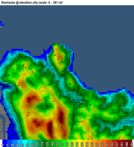 Elantxobe elevation map